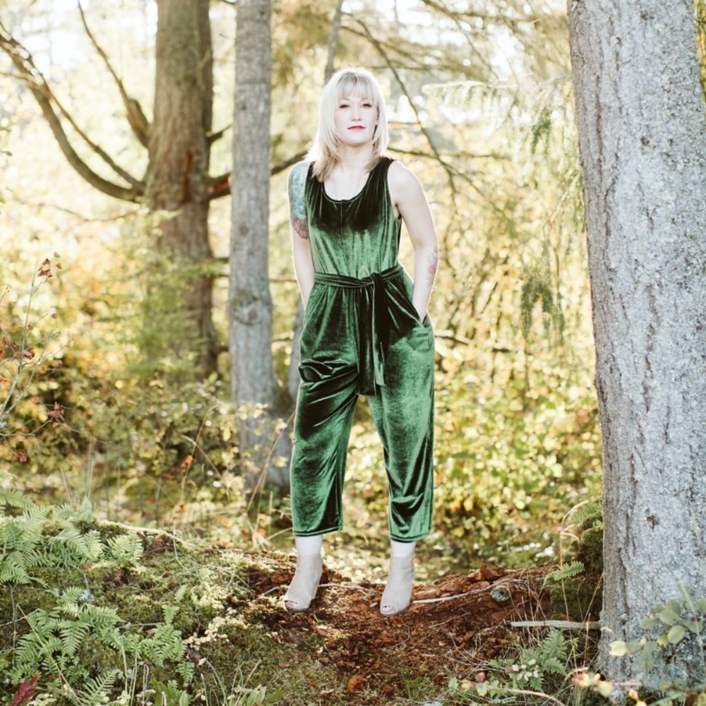 NWOT velvet emerald green jumpsuit
